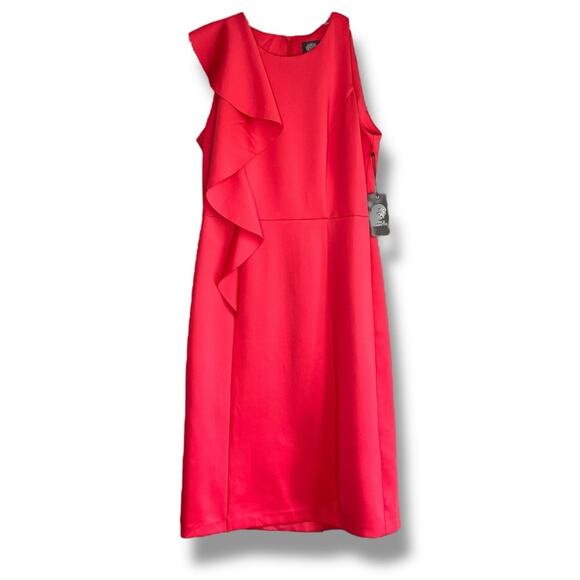 Vince Camuto one sleeve large ruffle red dress NEW - Picture 3 of 9